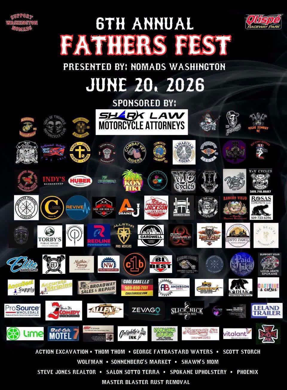 6th Annual Fathers Fest flyer covered in sponsor logos, June 20 2026