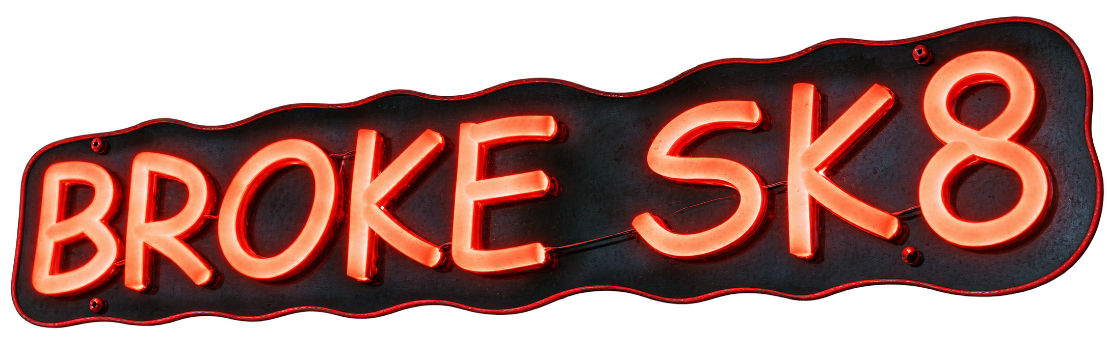 Red neon Broke Sk8 sign