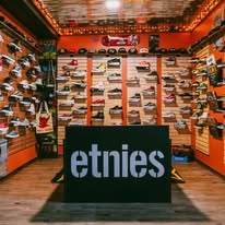 Etnies skate shoes displayed inside Broke Sk8