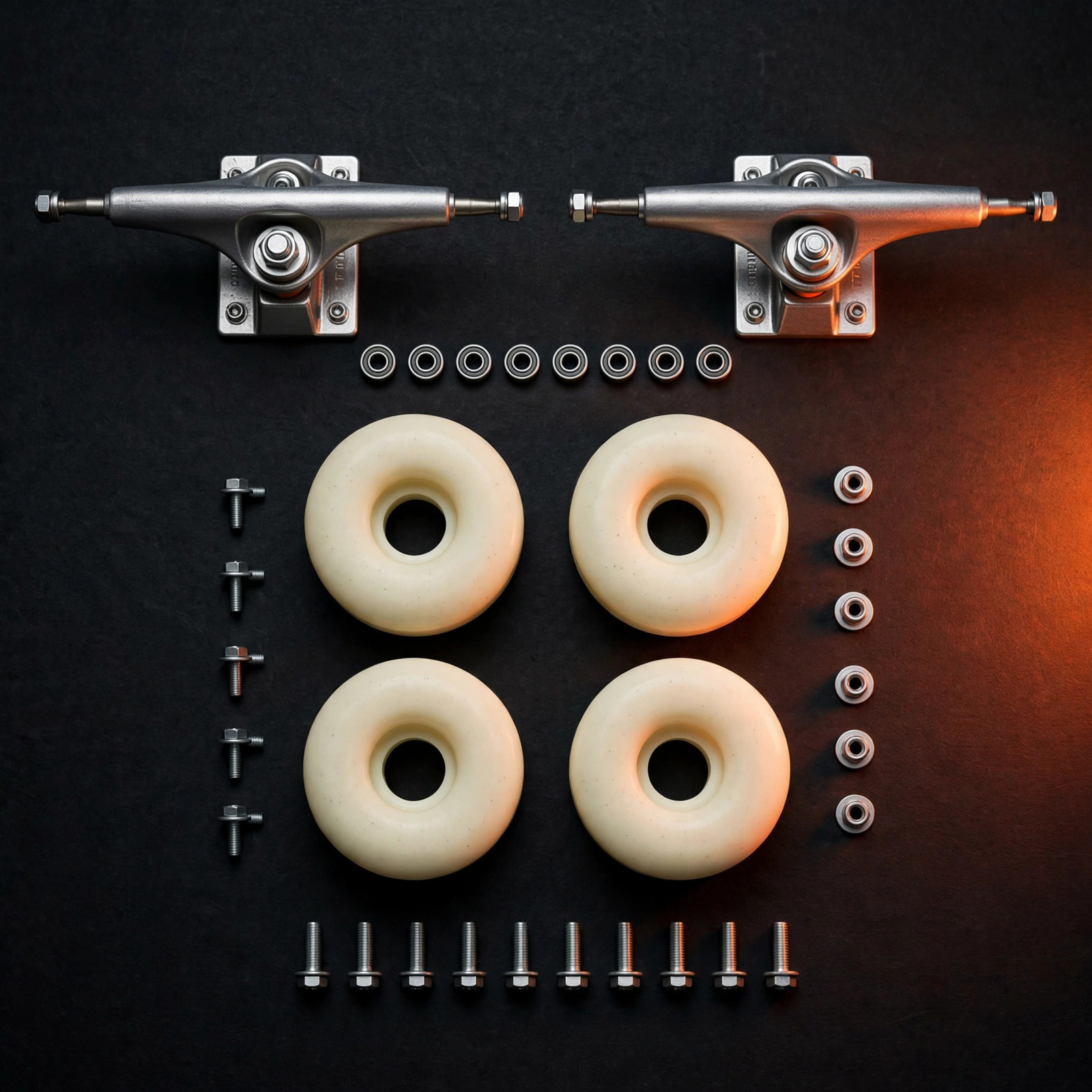Point Defiance skateboard trucks, wheels, bearings, and hardware display kit